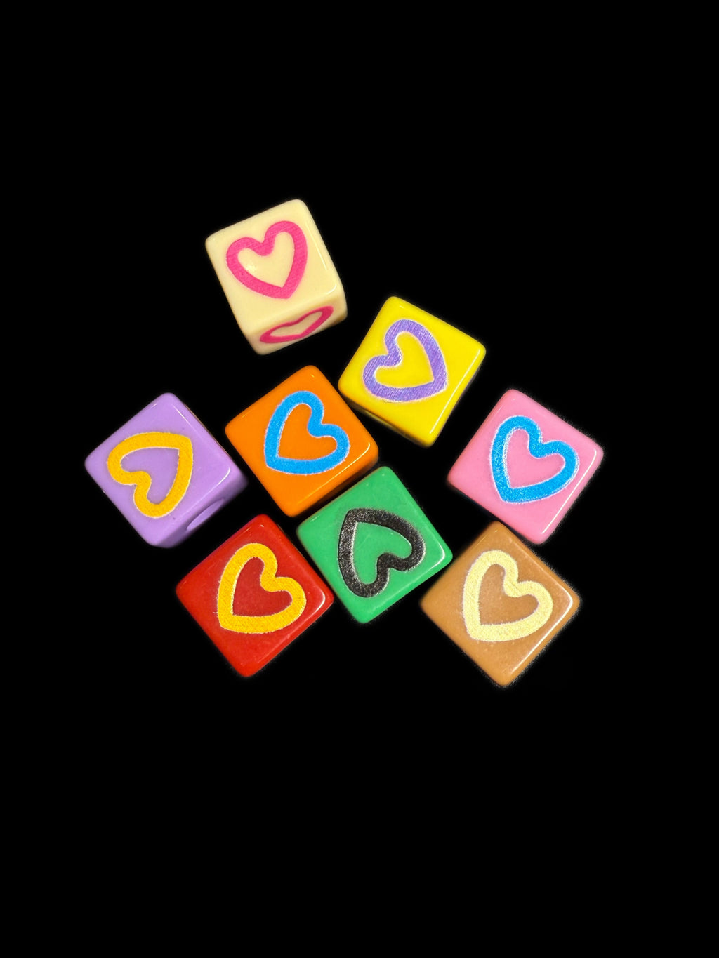 Heart Acrylic Cube Beads – Speckled Nylon Cord DIY