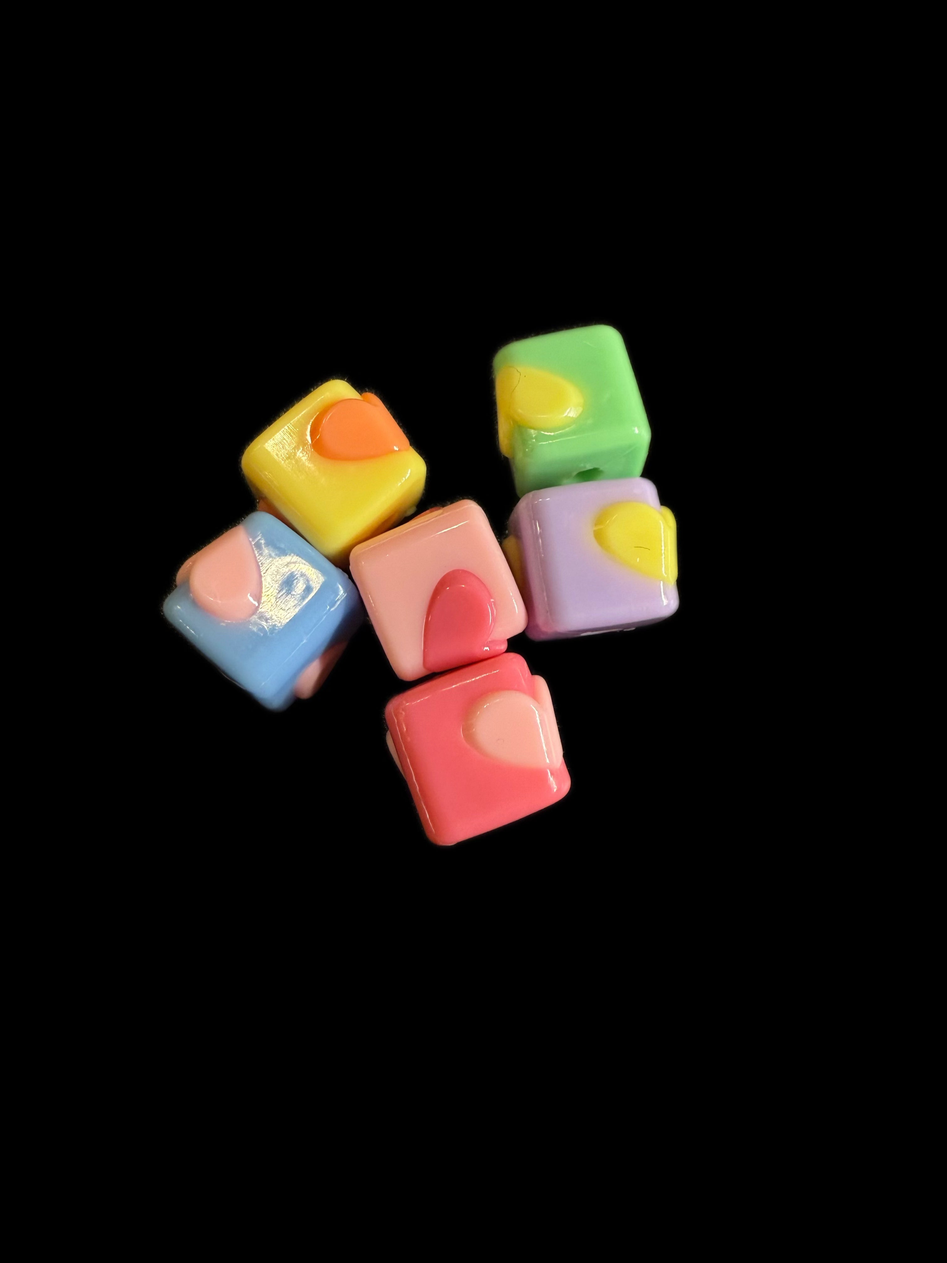 Heart Acrylic Cube Beads – Safety Pin DIY